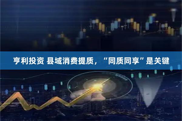 亨利投资 县域消费提质，“同质同享”是关键